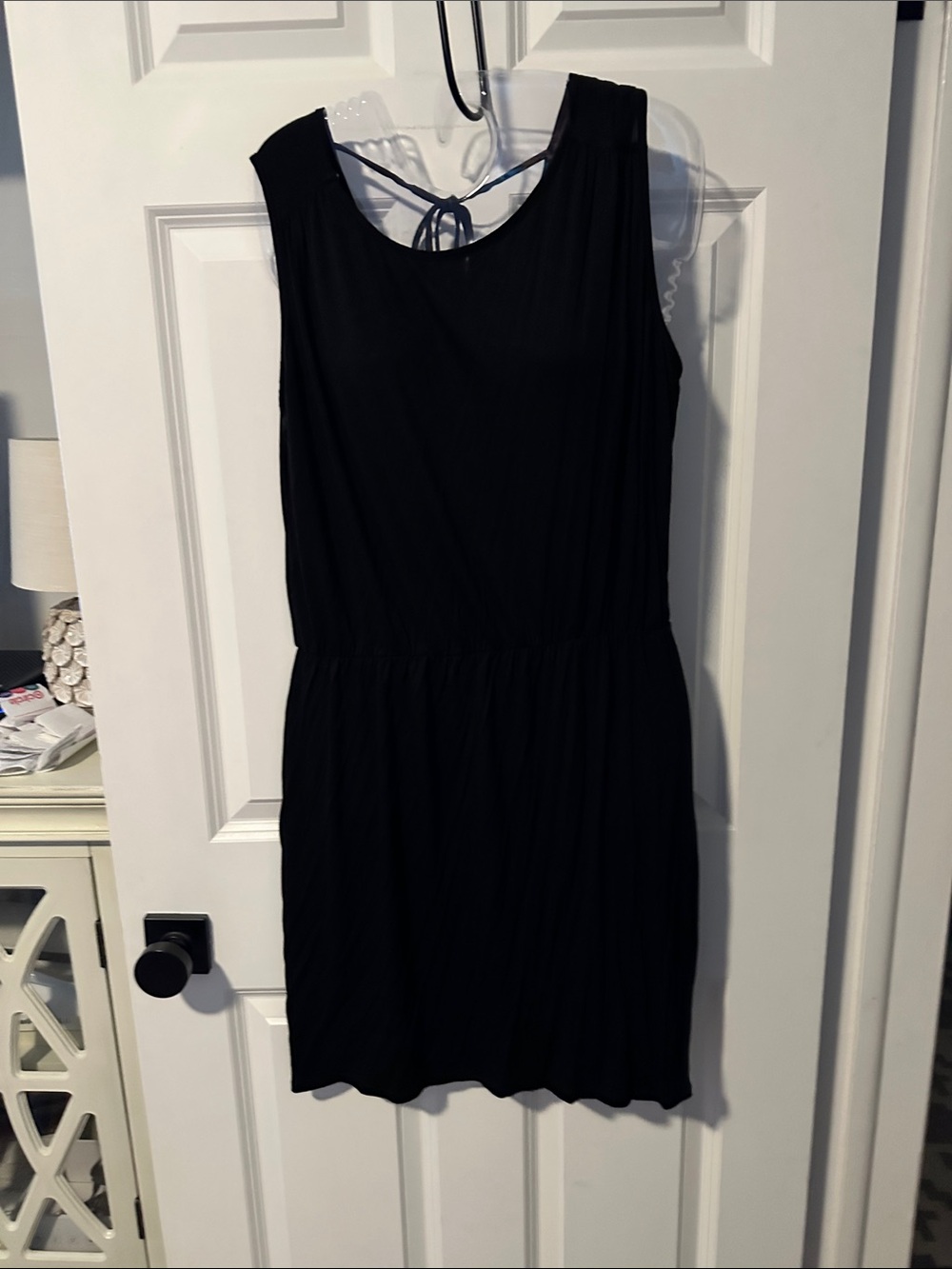 LOFT Black Sleeveless Tie-Back Mini Dress